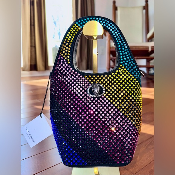 Kurt Geiger Chelsea 🌈 Crystal Hobo Purse & Detachable Chain Crossbody Strap. NWT - Picture 3 of 11